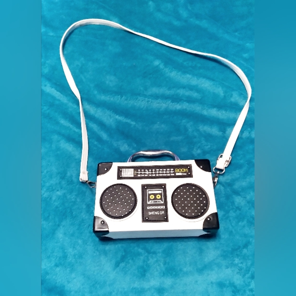 Cute unique boombox bag with detachable and adjustable cross body strap